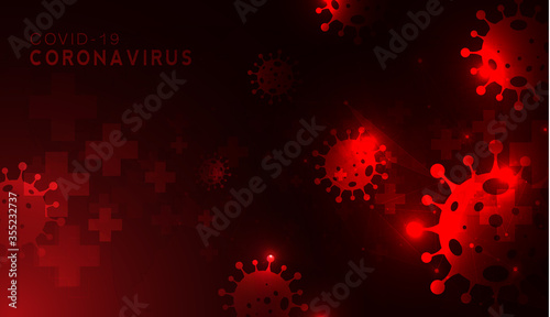 Covid-19 Corona virus concept outbreak influenza background.Pandemic medical health risk concept with disease cell is dangerous vector design