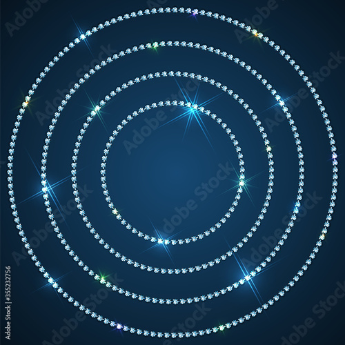 Diamond sparkling chain circles jewelry background with copyspace