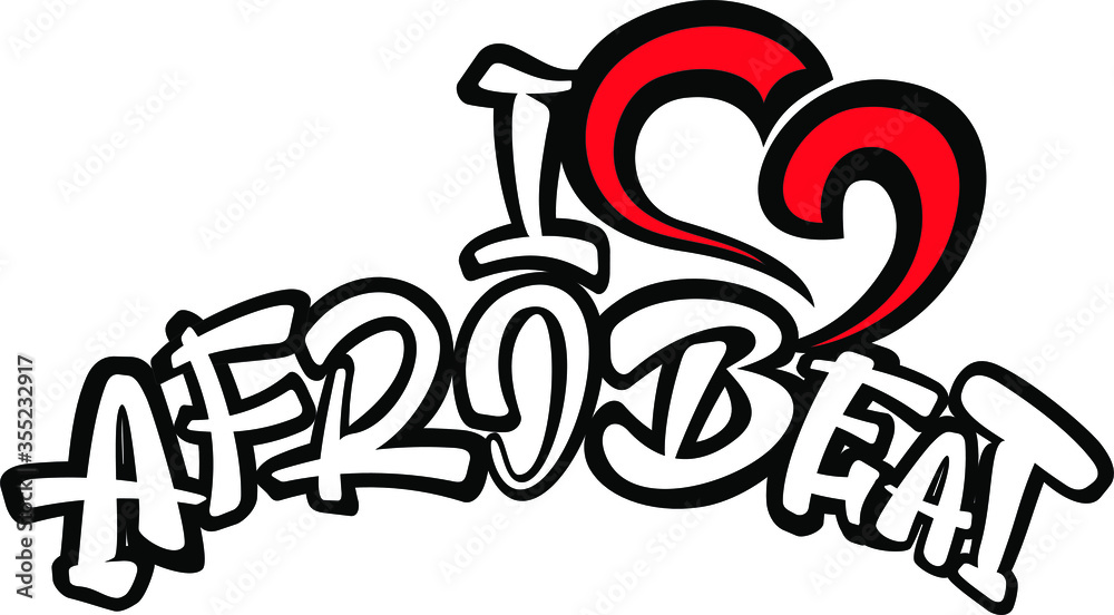 I Love Afrobeat lettering design. Illustration for badge, icon, label or logotype. Template for banner, background, sign.