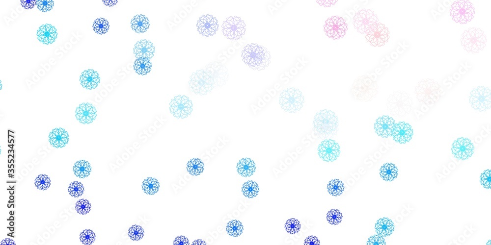 Light Pink, Blue vector doodle texture with flowers. Light Pink, Blue vector doodle texture with flowers.
