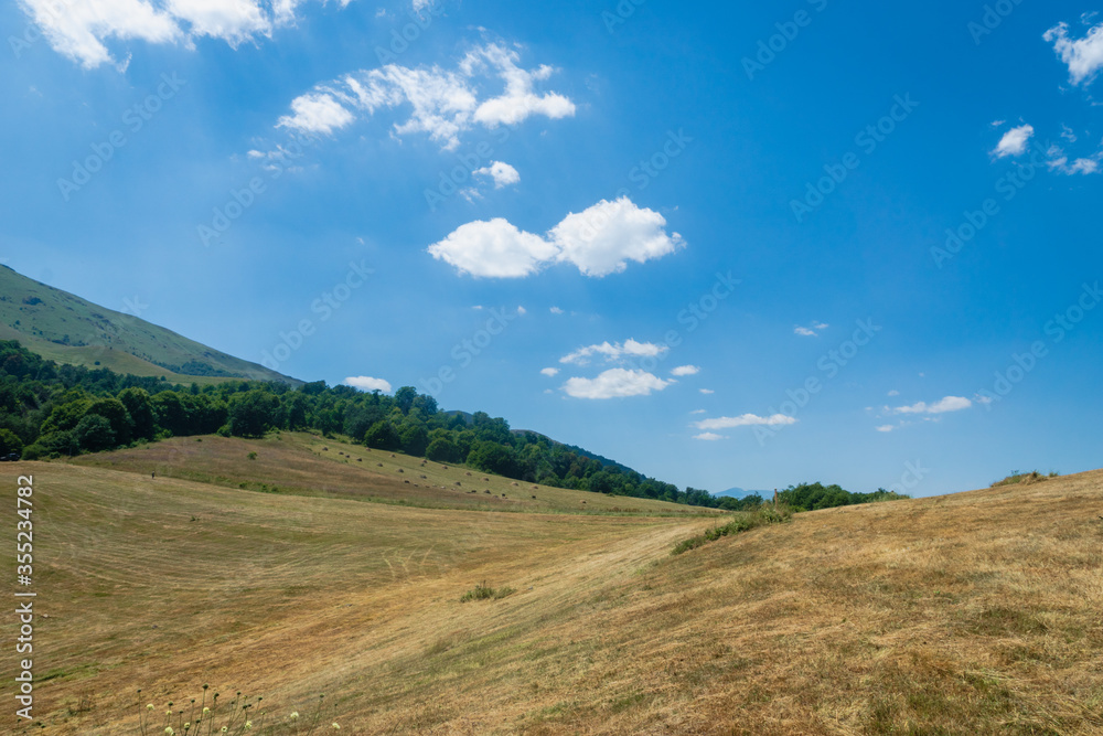 Mountain meadow / farm landscape in Dilijan, Armenia - summer landscape of trekking/hiking area