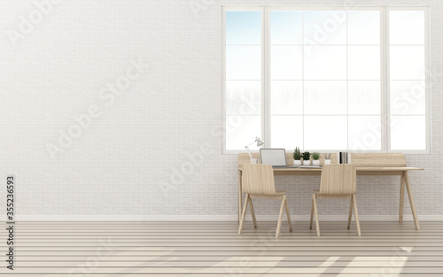 Living room with background and chair see landscape. working space. working background. interior of working room. -3d rendering