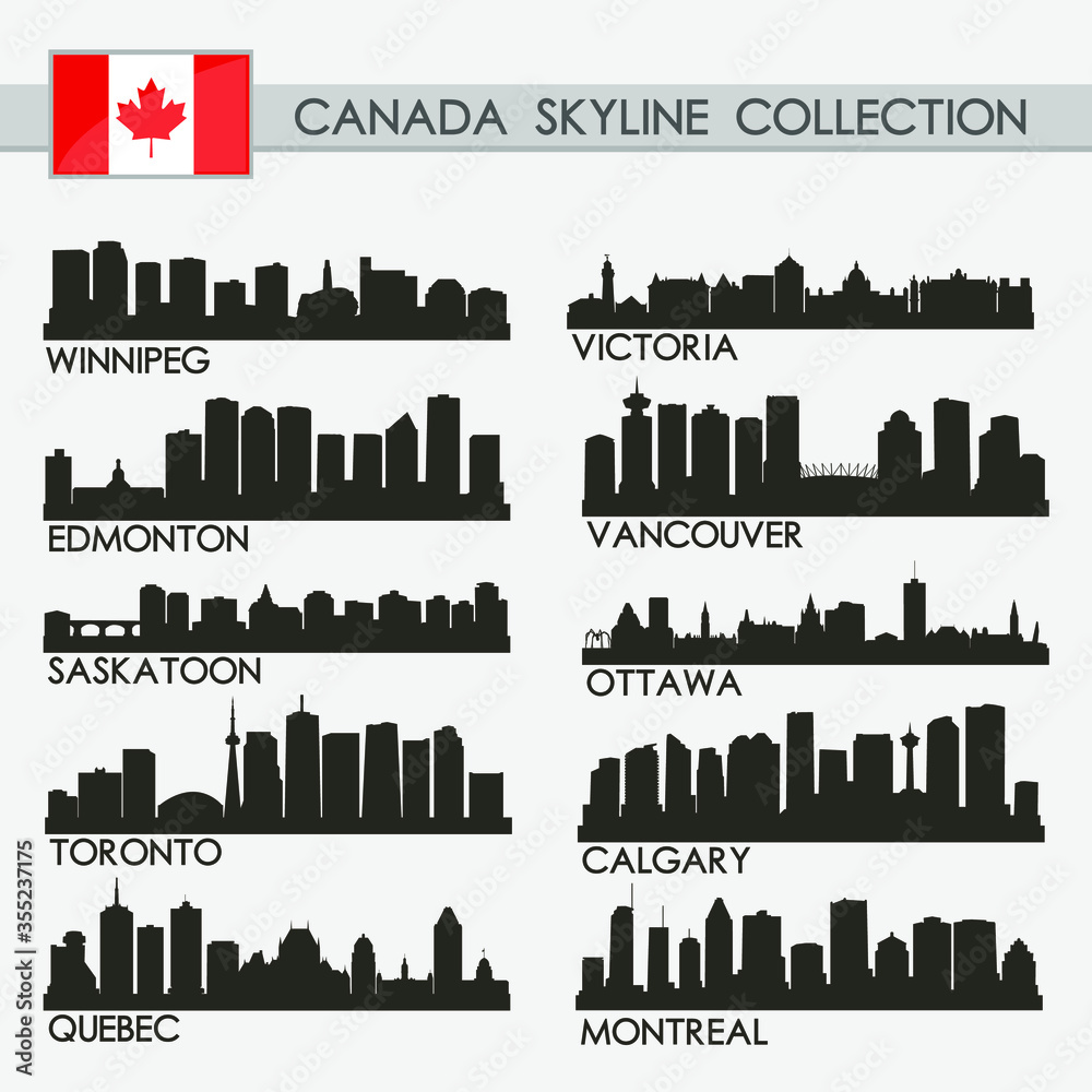 Canada Skyline City Silhouette Design Collection