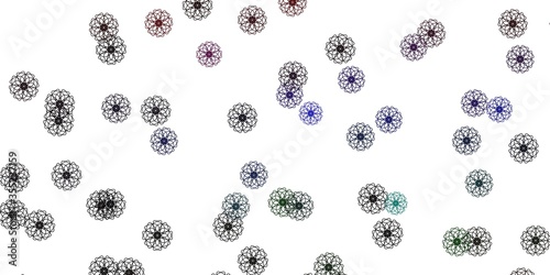 Light Multicolor vector doodle template with flowers.