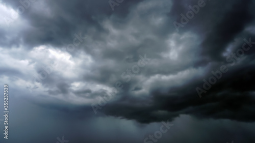 Black rain clouds are forming,A storm is about to occur. © surasak