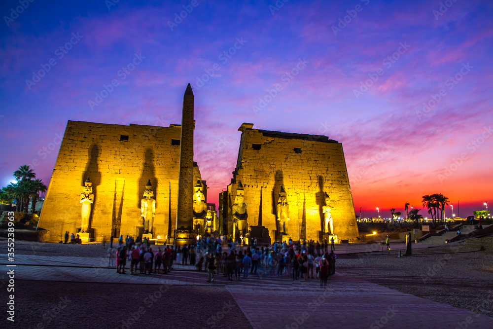 Ancient Luxor temple at sunset, UNESCO World Heritage site, Luxor, Egypt.