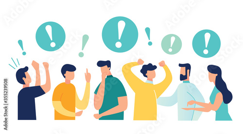 Vector illustration of people communication in search of ideas, problem solving, use in web projects and applications