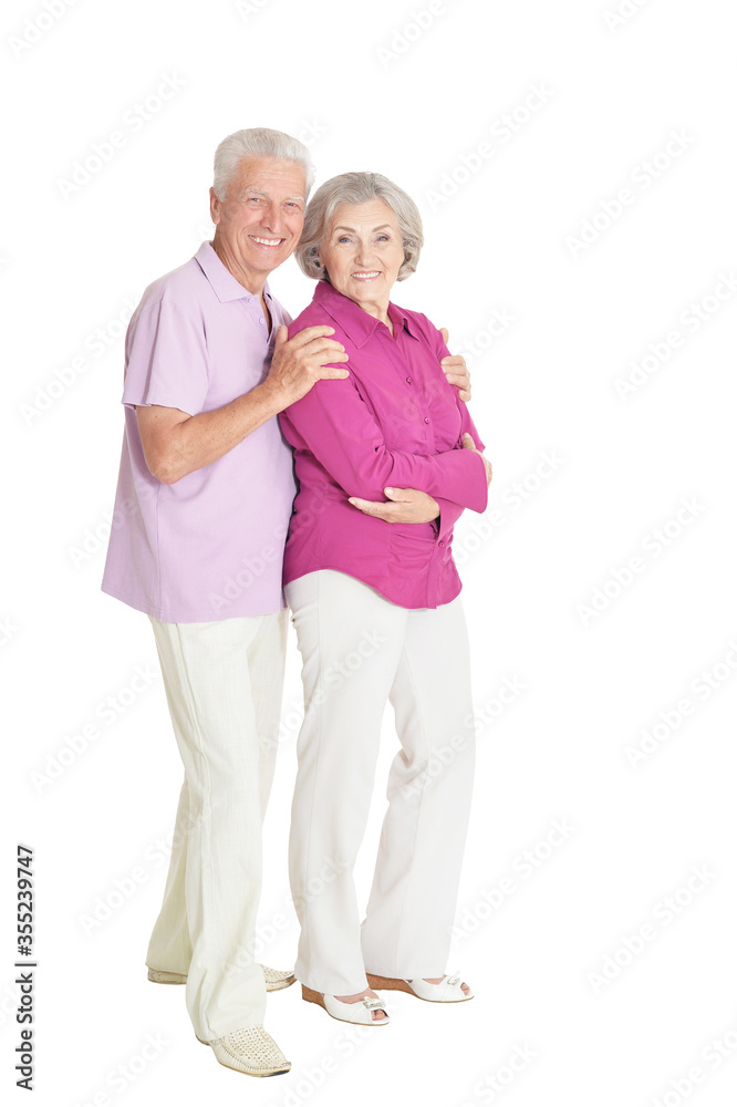 Senior couple posing isolated on white background Senior couple posing isolated on white background