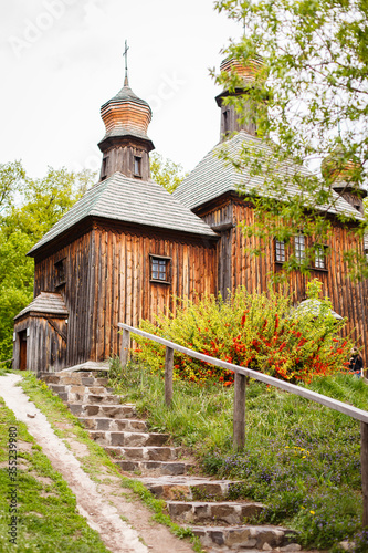 old traditional ukrainian Church. Museum under open sky in Kyiv Pirogovo, Ukraine. photo