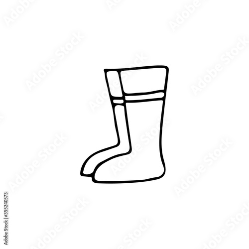 Doodle gardener boots icon in vector. Hand drawn garderner boots icon in vector. Doodle gumboots icon in vector