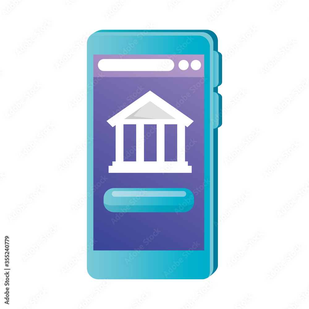 Isolated smartphone with bank vector design Isolated smartphone with bank vector design