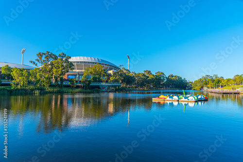 Adelaide oval viewed behind torrens river in Australia photo