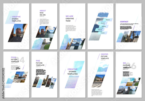 Creative social networks stories design, vertical banner or flyer templates with colorful gradient geometric background. Covers design templates for flyer, leaflet, brochure, presentation, advertising