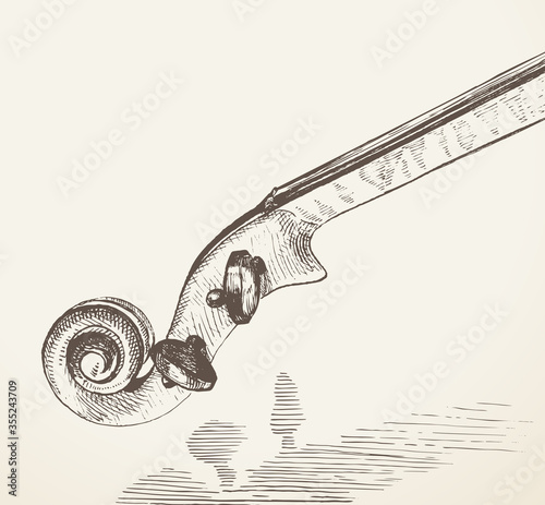 hand drawn violin neck. ink sketch in vintage style illustration. vector