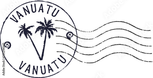 Postal grunge stamp ''Vanuatu''. White background.