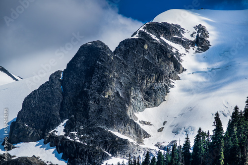 peak of mountains with glacier backgrounds photo