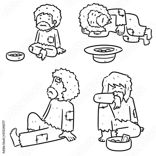 vector set of beggar