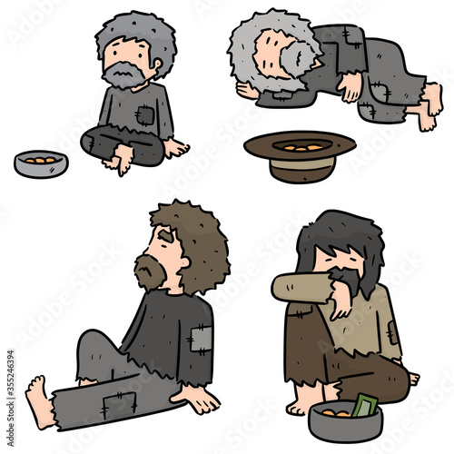 vector set of beggar