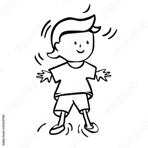 Boy. Isolated icon drawn by hand. Vector illustration of a subject on a white background. Cartoon style. Children's coloring book. Element for scrapbooking, banners, cards, etc.
