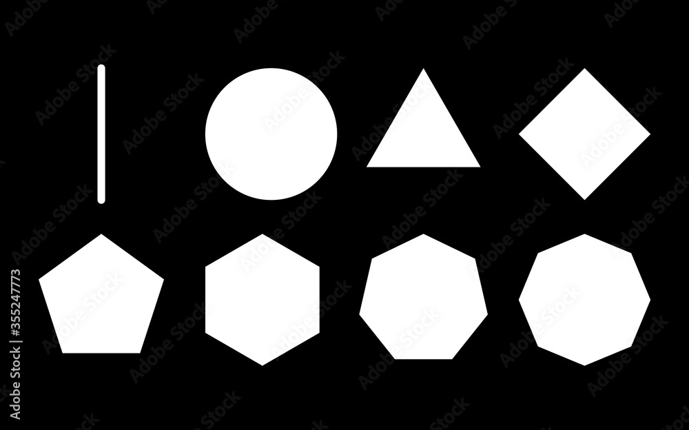 White Polygon shapes with different sides vector set. Various pattern ...