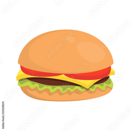 cheeseburger isolated on white background, vector illustration