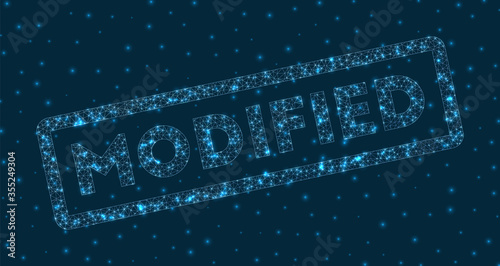 Modified word in digital style. Glowing geometric modified badge. Classy vector illustration.