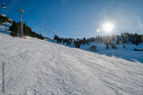 Ski slope on mountain Acherkogel in Oetztall