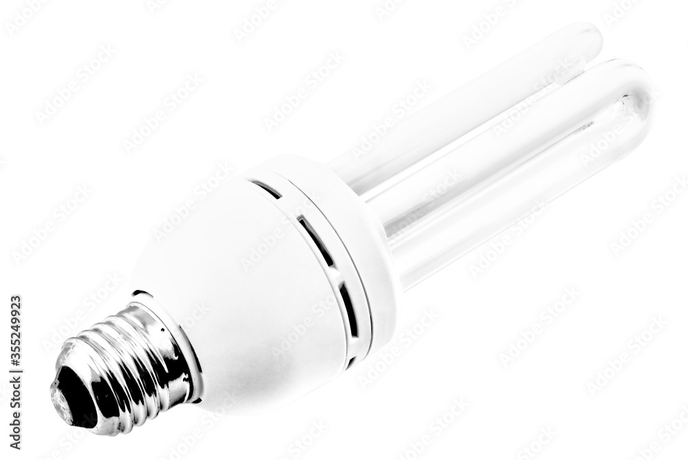 Energy saving bulb isolated on white background close up view Energy saving bulb isolated on white background close up view