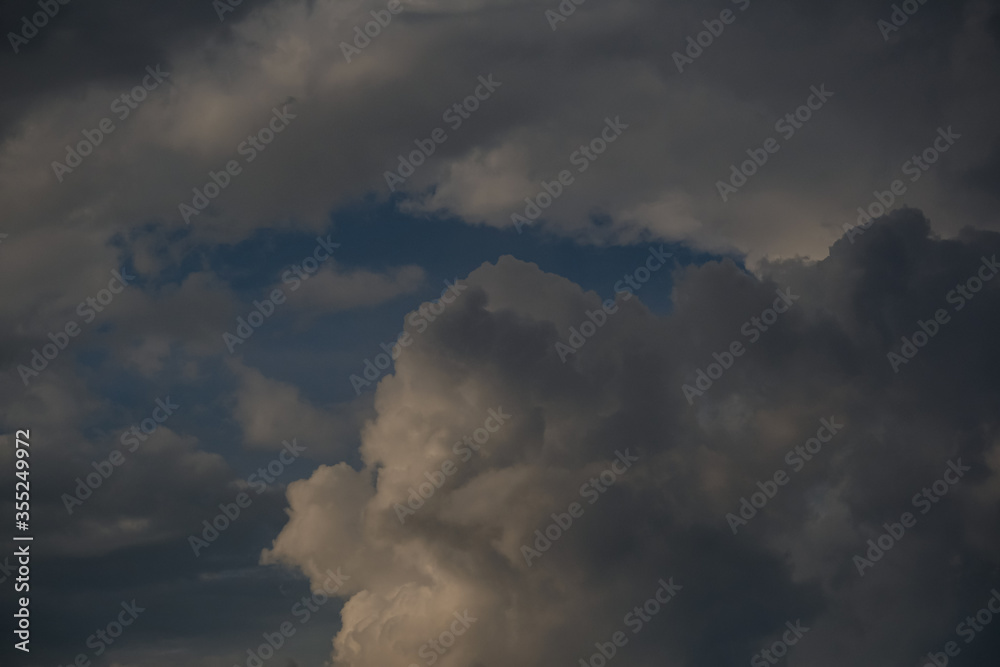 Background of dark clouds on a rainy day