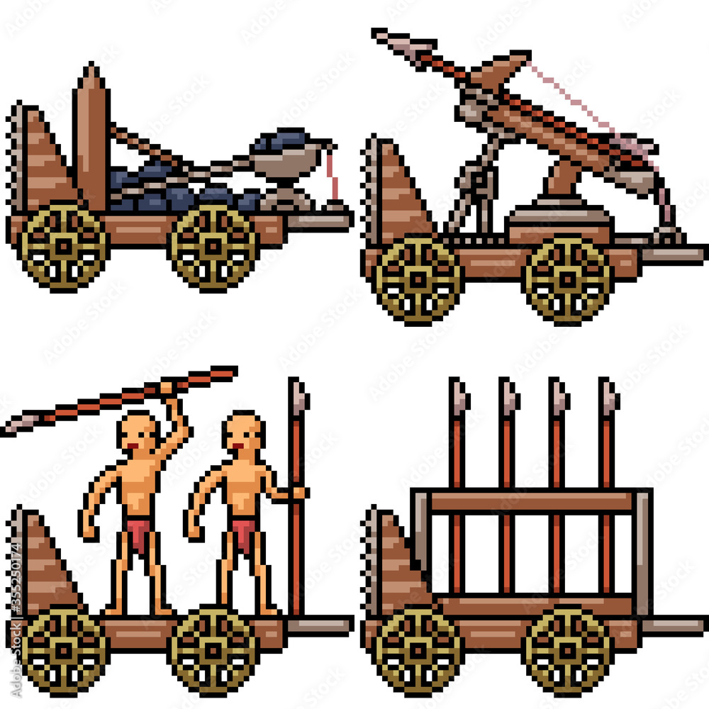 vector pixel art isolated medieval war weapons Stock Vector | Adobe Stock