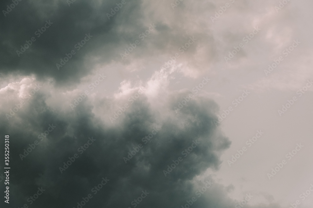 Background of dark clouds on a rainy day