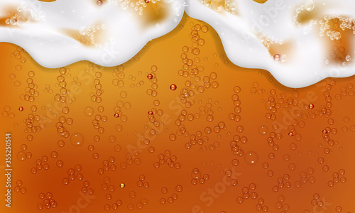 Cool liquid drink.Vector illustration of realistic light or dark beer.