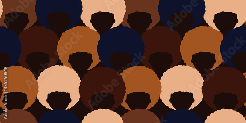 seamless pattern with abstract silhouettes of black people with afro hairstyle. black lives matter. women and men. Stop racism concept.
