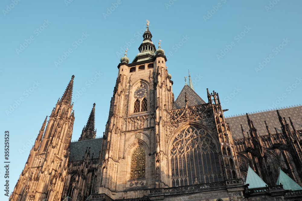 The medieval gothic St. Vitus Cathedral in Prague. The medieval gothic St. Vitus Cathedral in Prague.