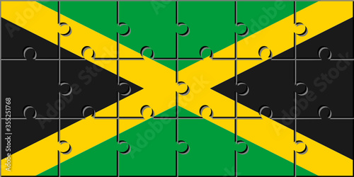 jamaica flag made with jigsaw puzzle pieces
