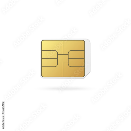 Microchip of phone sim card template, realistic vector illustration isolated.