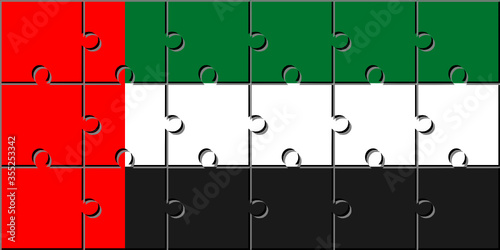 united arab emirates flag made with jigsaw puzzle pieces