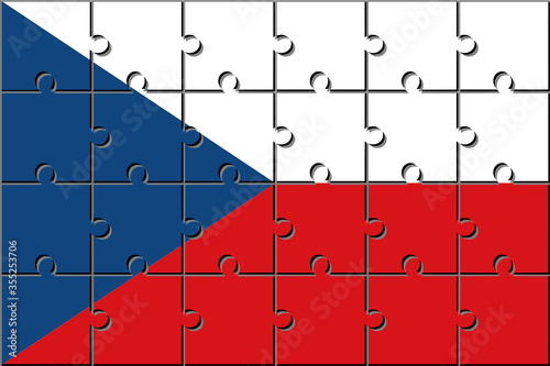 czech republic flag made with jigsaw puzzle pieces
