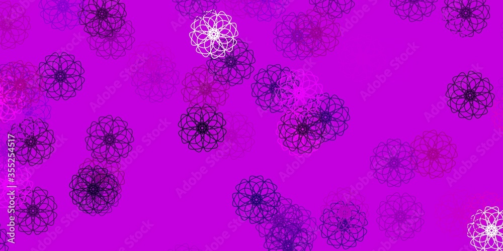Light Purple vector doodle pattern with flowers. Light Purple vector doodle pattern with flowers.