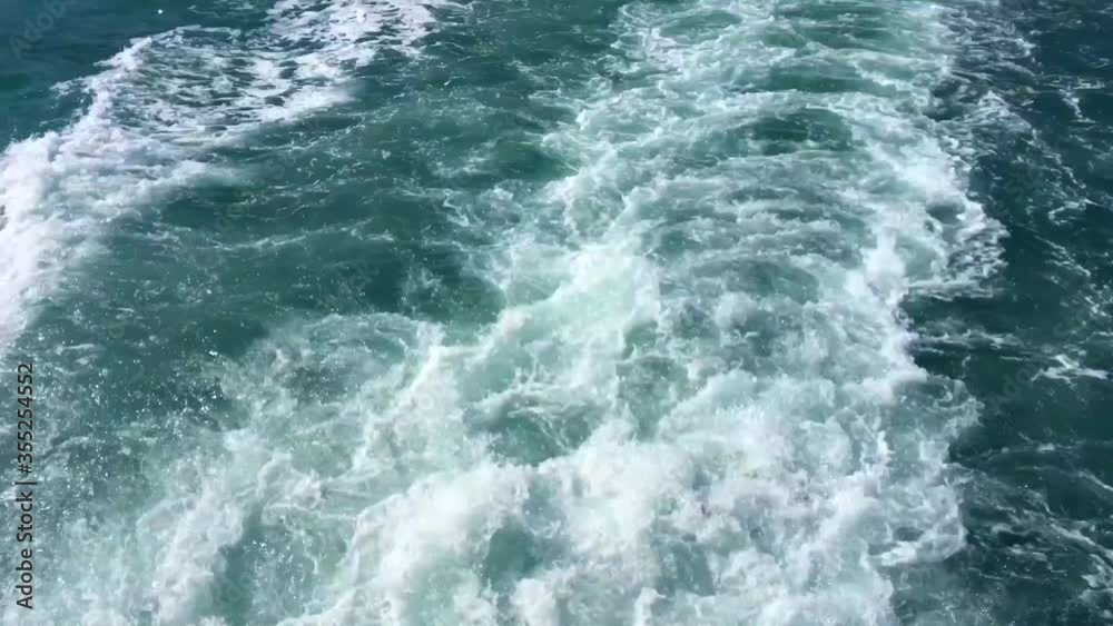 Stern Ferry. Trail on water surface behind of fast moving motor boat ferry Stern Ferry. Trail on water surface behind of fast moving motor boat ferry