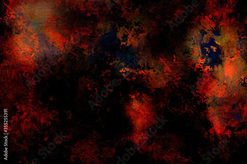 abstrakter strukturierter Hintergrund mit kräftigen Farben feuerrot und schwarz
