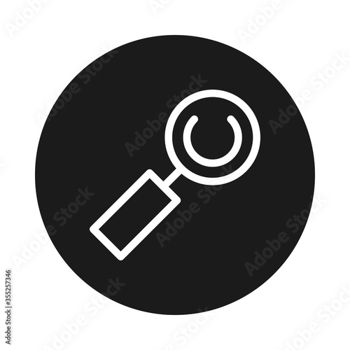 search concept, magnifying glass icon, block style