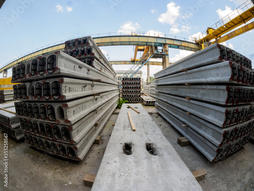 Gatchina, Russia - July 23 2019. ..Workers in the workshop of the  House-building plant 