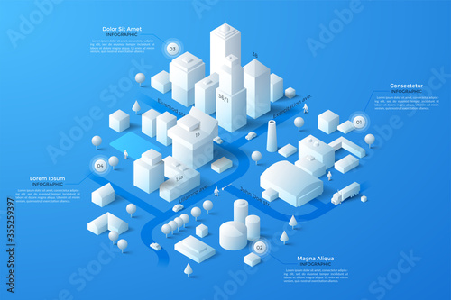Vector isometric white city template