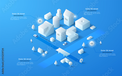 Vector isometric white city template