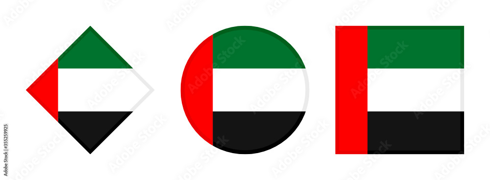 uae flag icon set. isolated on white background uae flag icon set. isolated on white background