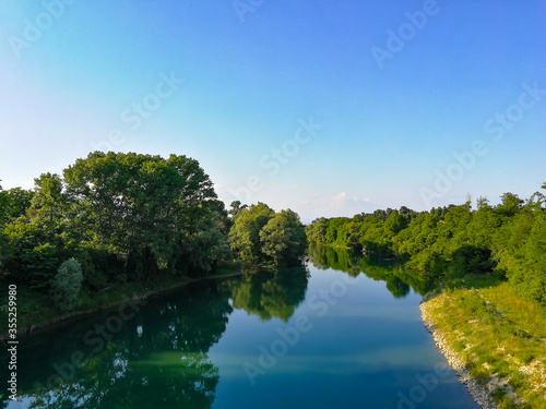 View on the Brenta river at the town of Curtarolo, Veneto - Italy