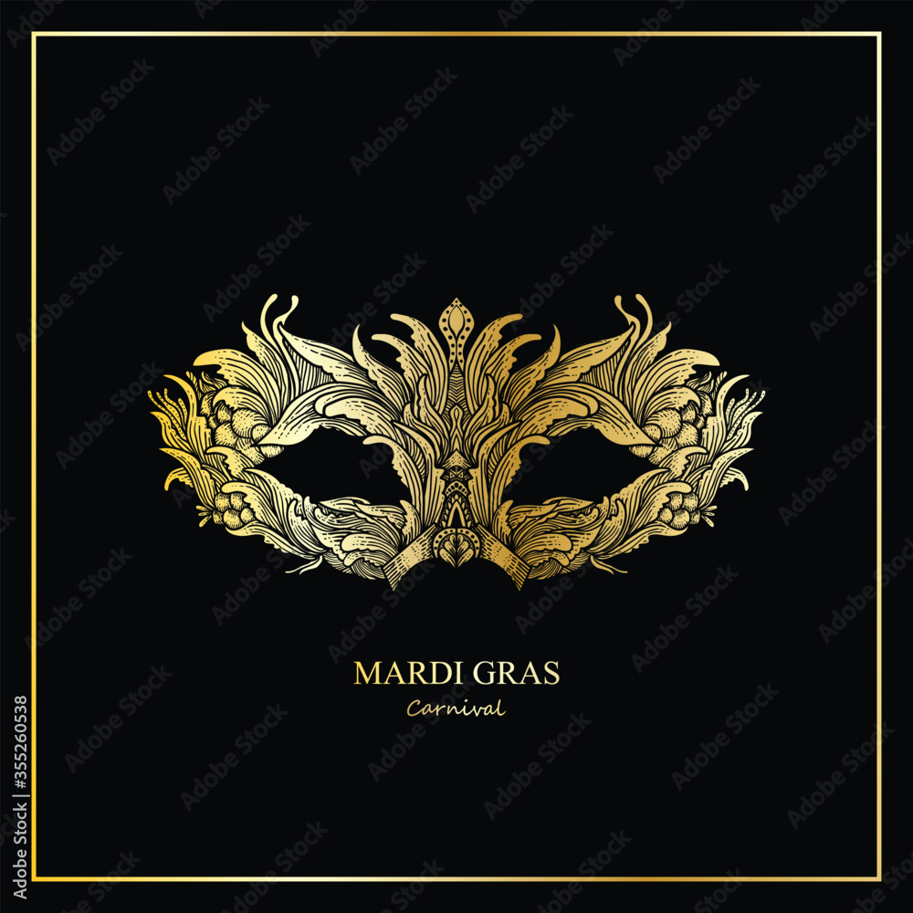 Mardi grass party mask over black background Stock Vector | Adobe Stock
