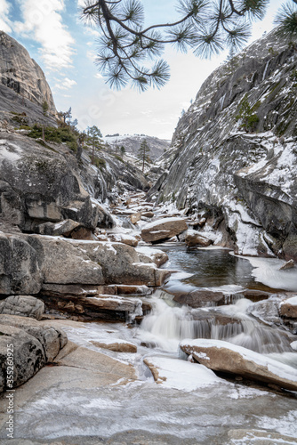 Backcountry wilderness landscapes of Yosemite National Park in the winter by Dalton Johnson Media