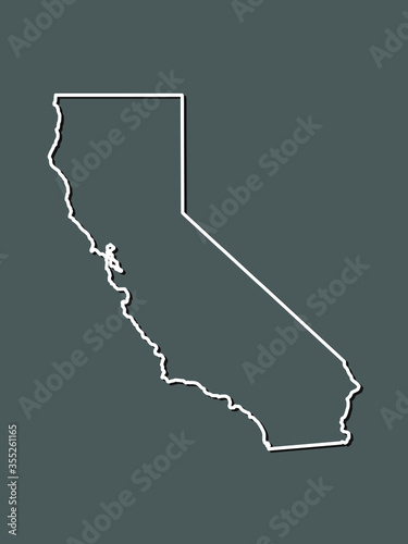 California vector map with single border line boundary using white color on gray background illustration